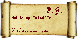 Mohápp Zoltán névjegykártya